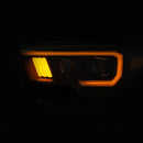 ANZO 2016-2021 Toyota Tacoma Proyector Faros delanteros con estilo de tablón Switchback negro con ámbar con DRL