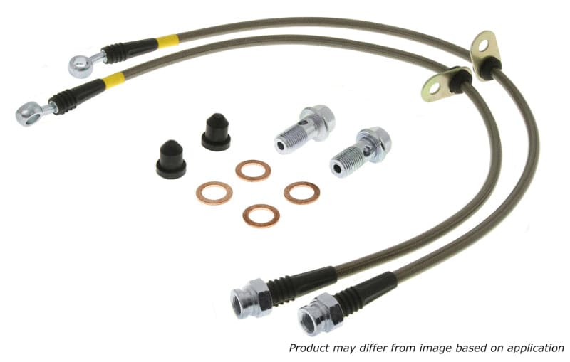 StopTech 03-08 Pontiac Vibe/ 05-10 Scion tC / 00-05 Celica / 03-08 Corolla / 03-08 Matrix / 04-09 Prius Líneas de freno delanteras de acero inoxidable (950.44005)