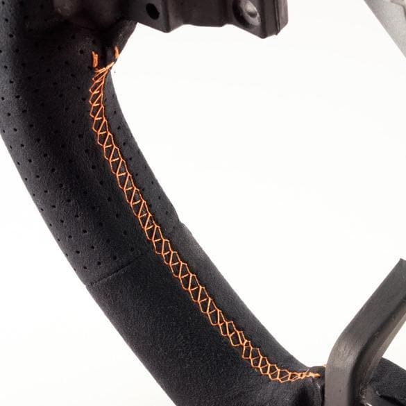 DAMD Orange Stitch D-Shape Suede Steering Wheel - 2015+ Legacy/ Outback, 2016+ Crosstrek, & 2017+ Forester