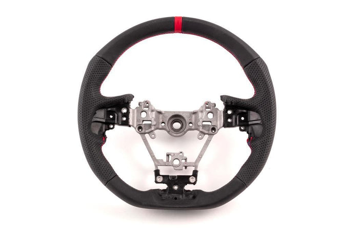 DAMD Red Mark D-Shape Steering Wheel w. red/blue stitch - 2018+ Legacy/ Outback, 2018+ Crosstrek, & 2019+ Forester