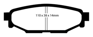 EBC 12+ Subaru BRZ 2.0 (rotores traseros sólidos) Pastillas de freno traseras Ultimax2 (UD1114)