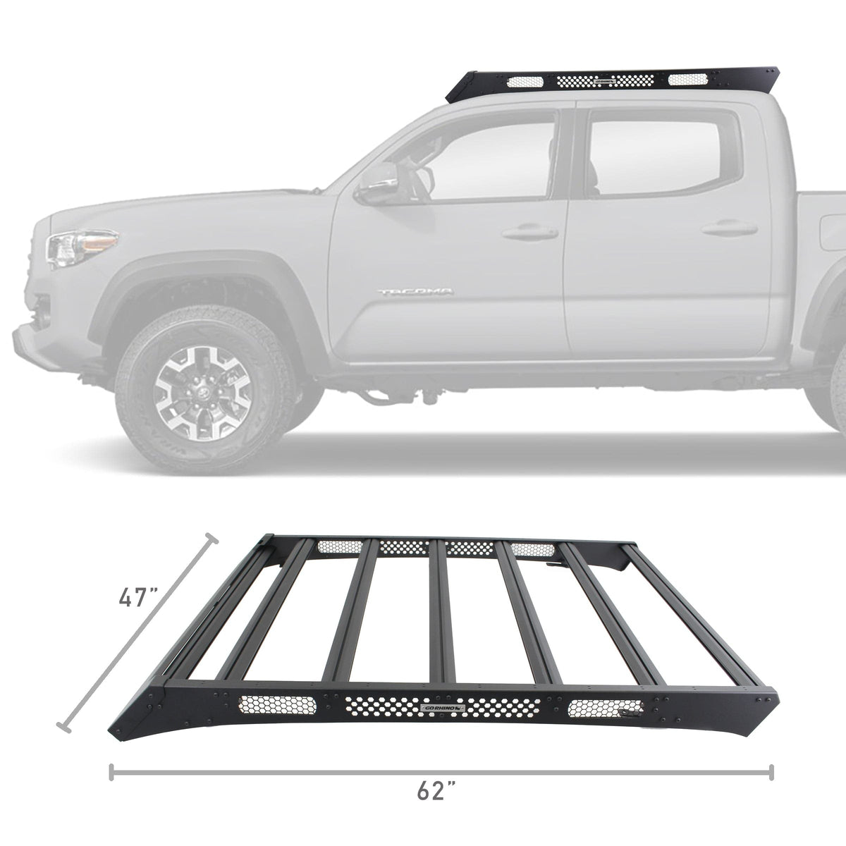 Go Rhino 16-21 Toyota Tacoma Ceros Portaequipajes de perfil bajo negro texturizado