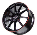 GramLight 57Transcend REV Limit 19x8.5 +45 5-120 | Gloss Black and Red Accents (FK8 Civic Type R)