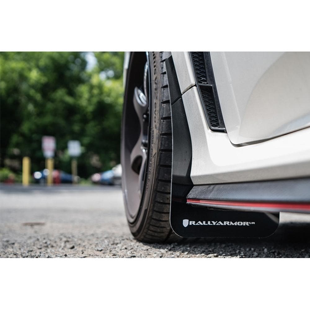 Rally Armor Black Mud Flaps White Logo | 2017+ Honda Civic Type R (MF47-UR-BLK/WH)