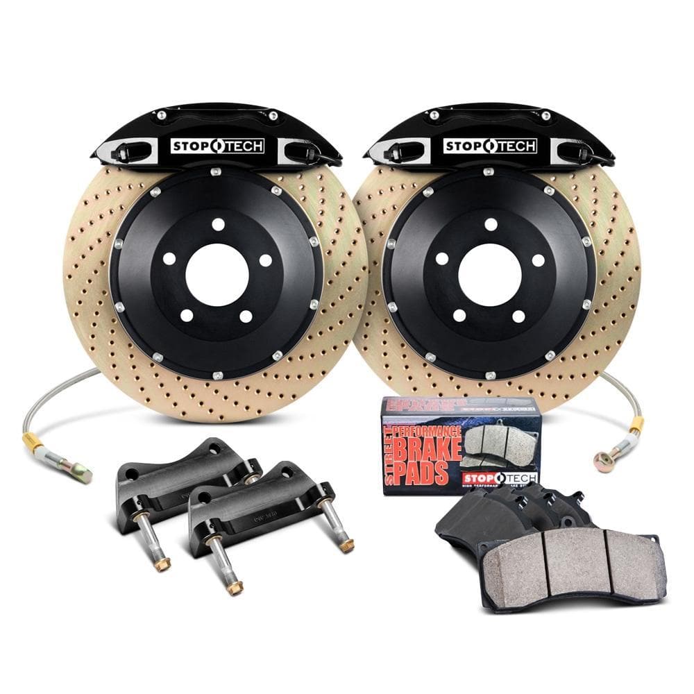 Kit de freno grande StopTech (solo delantero, pinzas negras, rotores recubiertos perforados) - Honda CR-Z