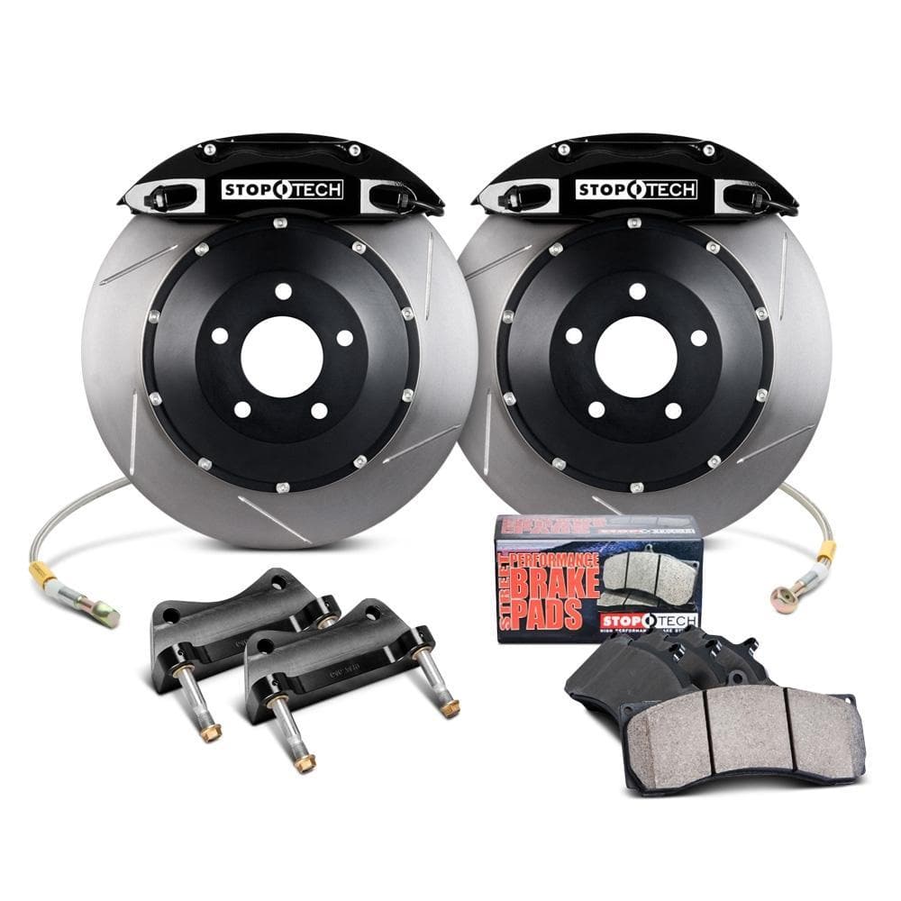 Kit de freno grande StopTech (solo delantero - Pinzas negras - Rotores con revestimiento ranurado) - Honda CR-Z